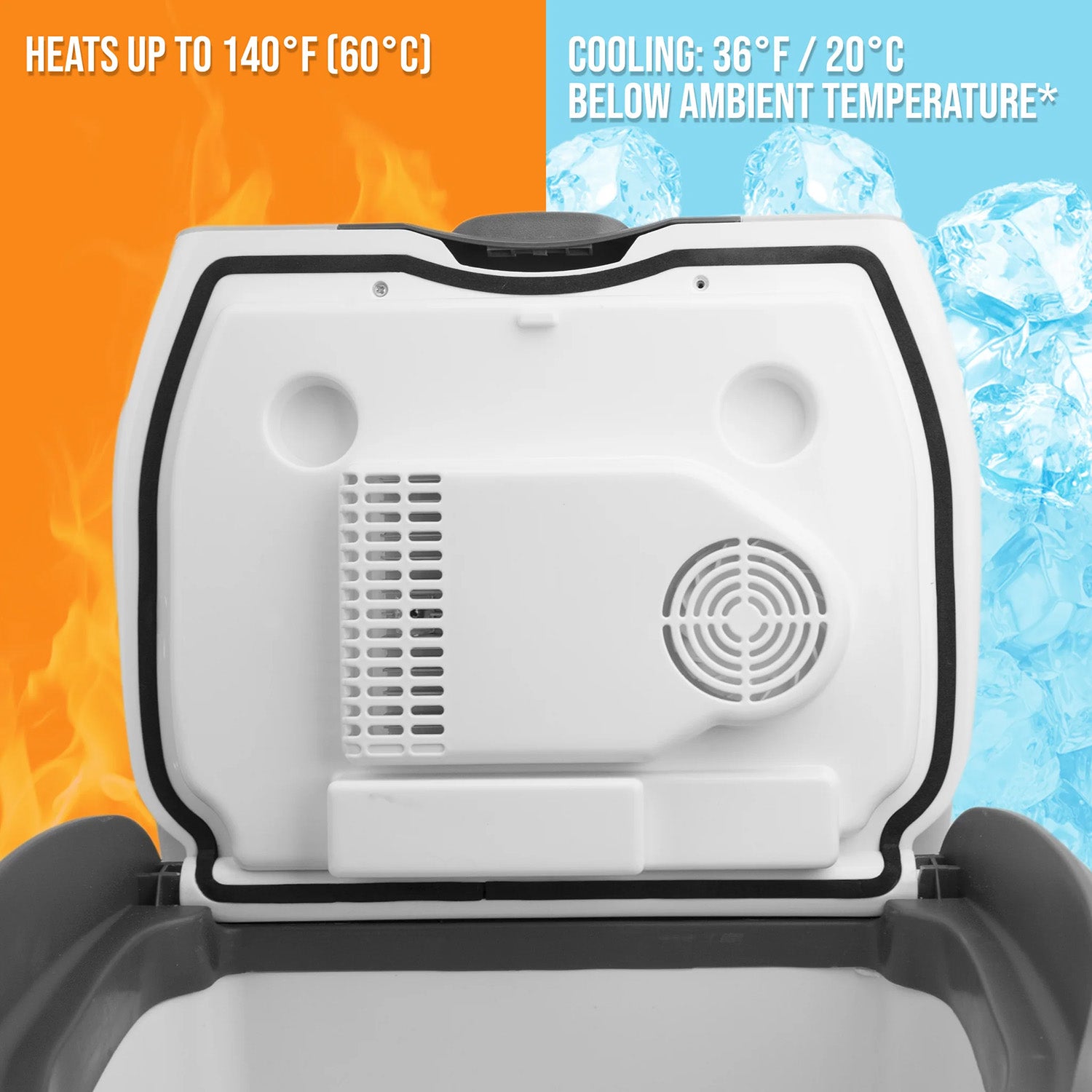 The Wagan 24 Liter Personal Fridge/Warmer Heats Up To 140 Degrees Fahrenheit and Cools Down To 36 Degrees Fahrenheit