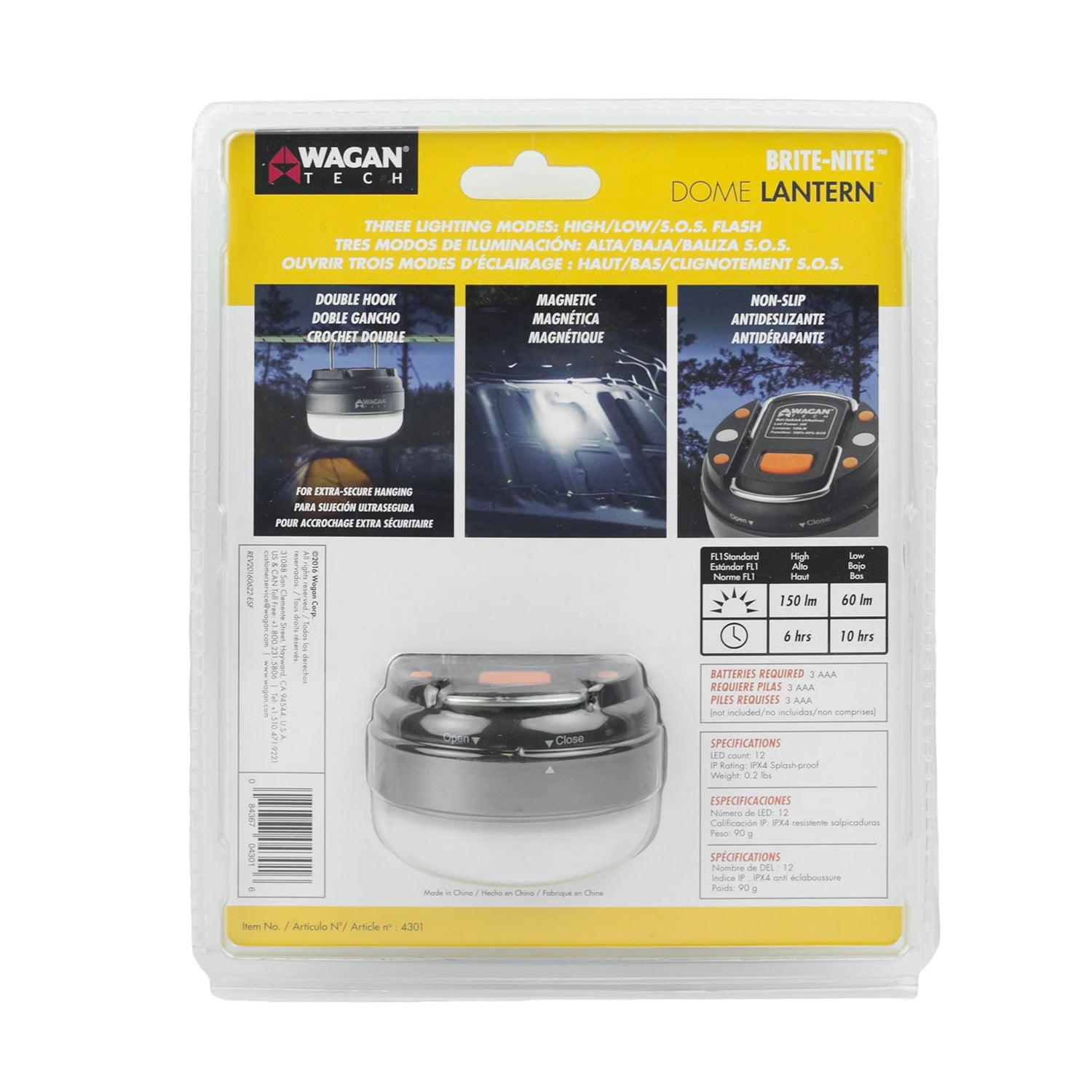 Wagan Brite-Nite Dome Lantern Back of Package