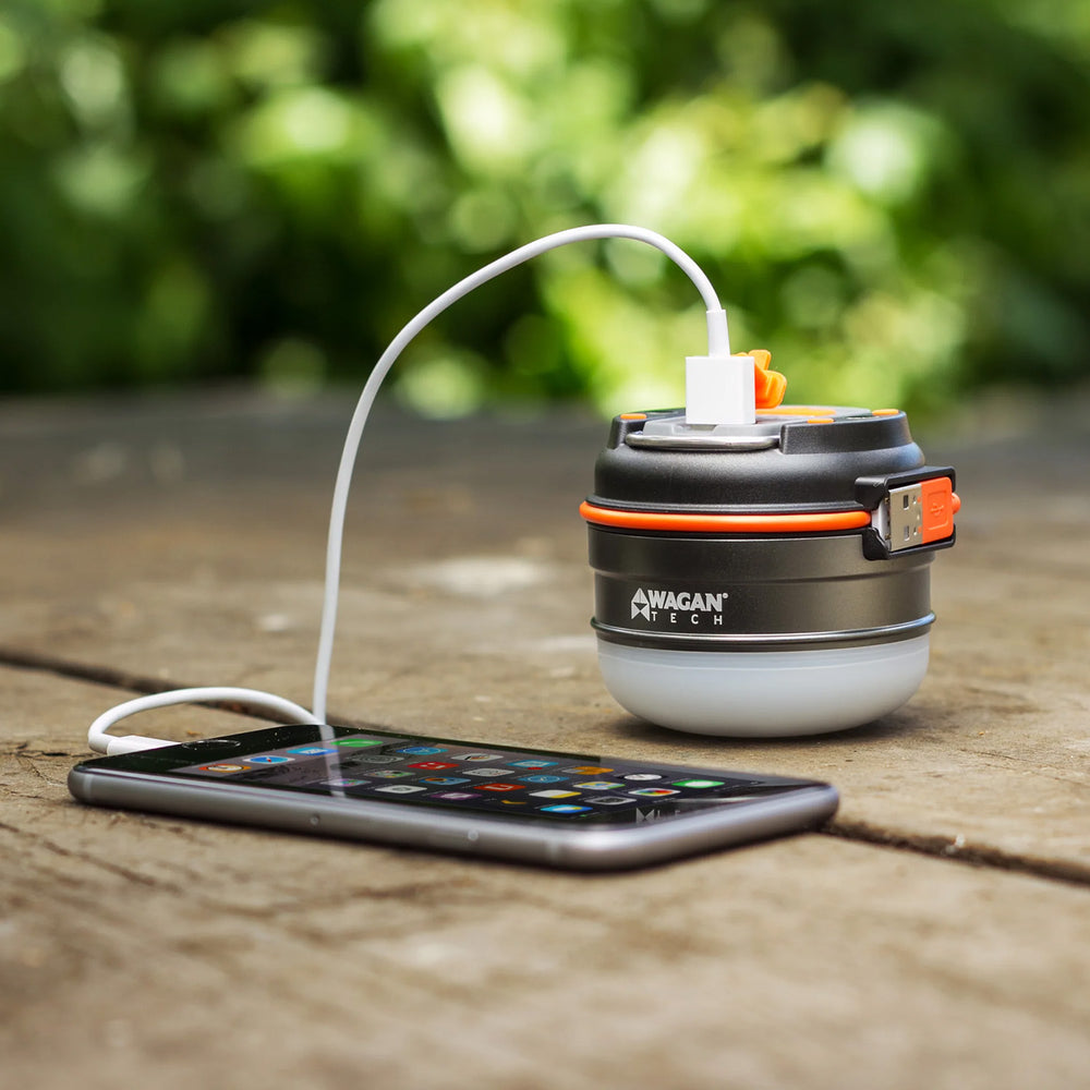 Wagan Brite-Nite DUO USB Lantern Charging an iPhone