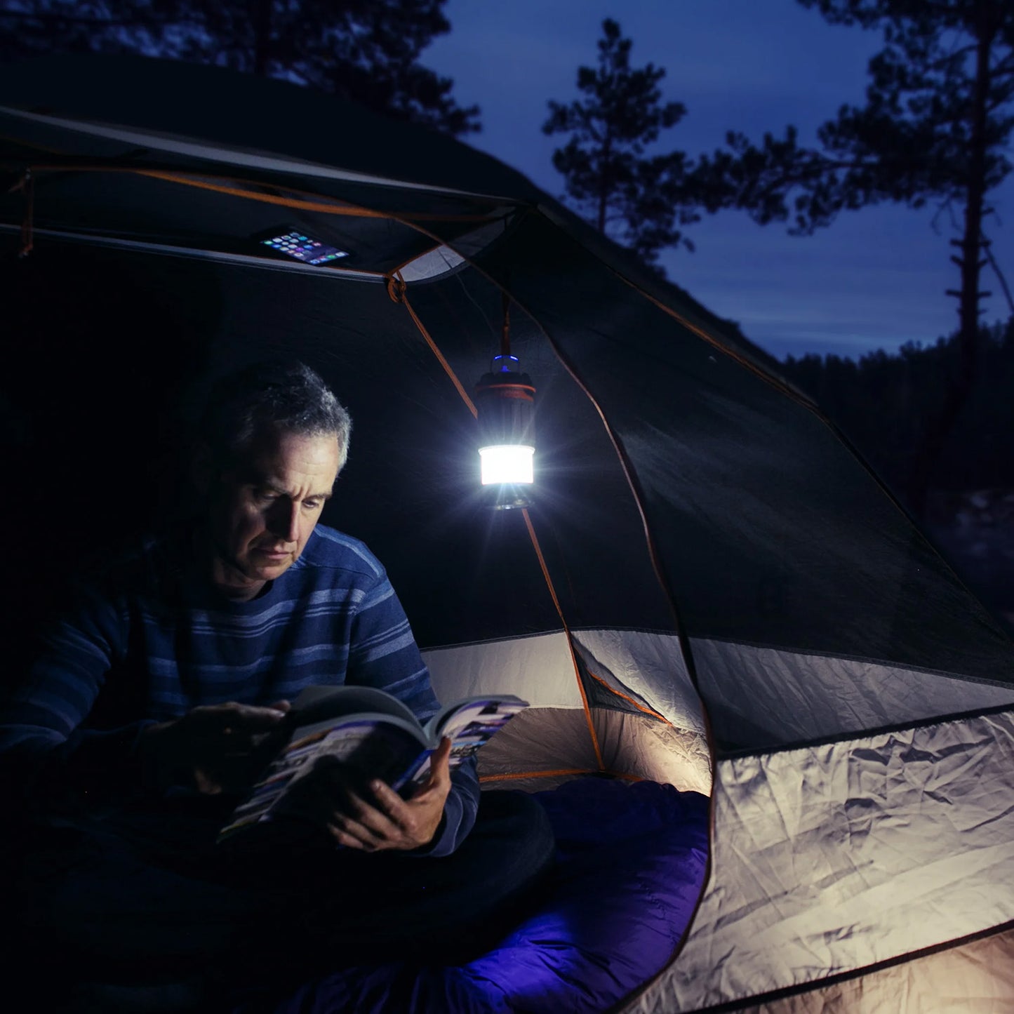 Wagan Brite-Nite Pop-Up USB Lantern Lighting a Tent