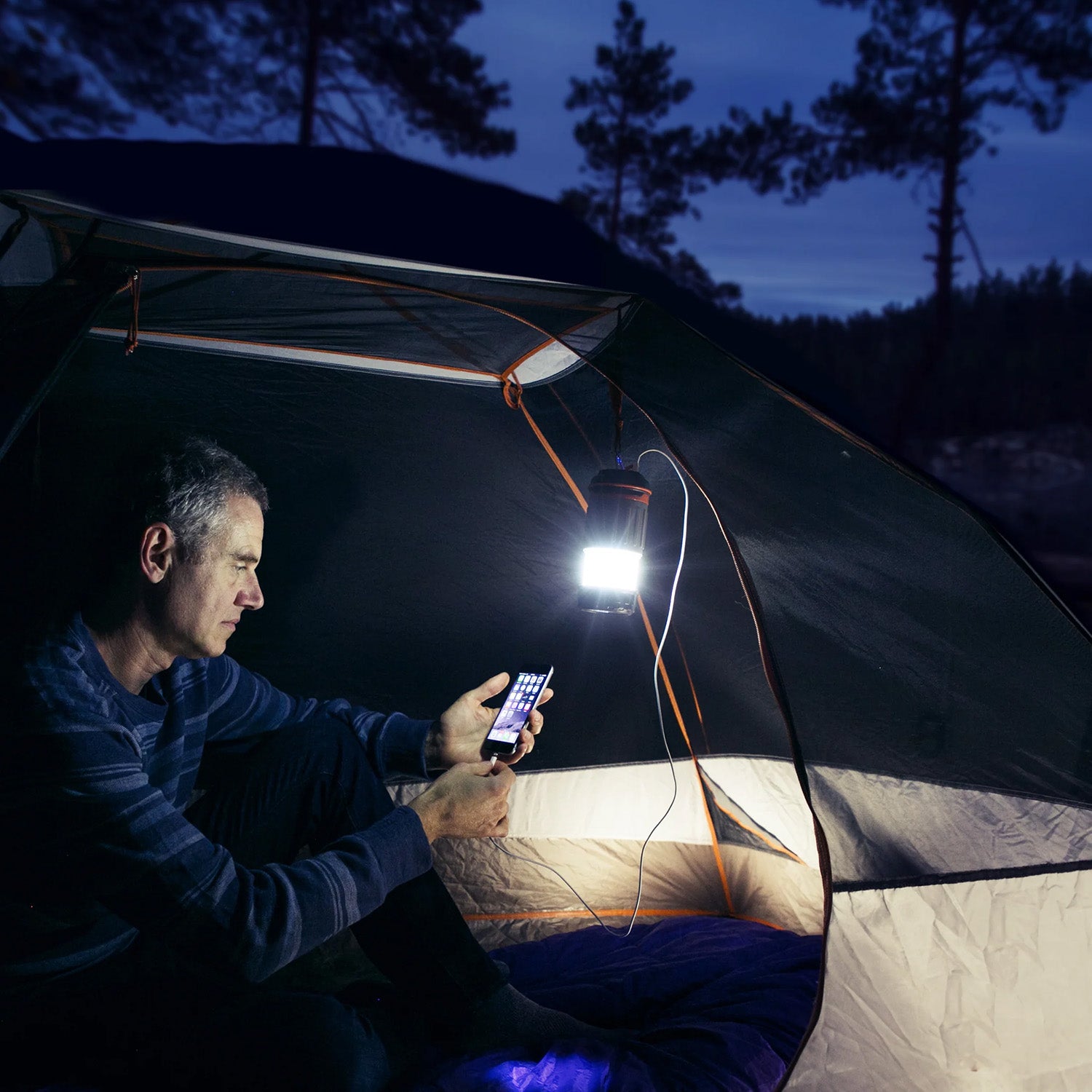 Wagan Brite-Nite Pop-Up USB Lantern Lighting a Tent