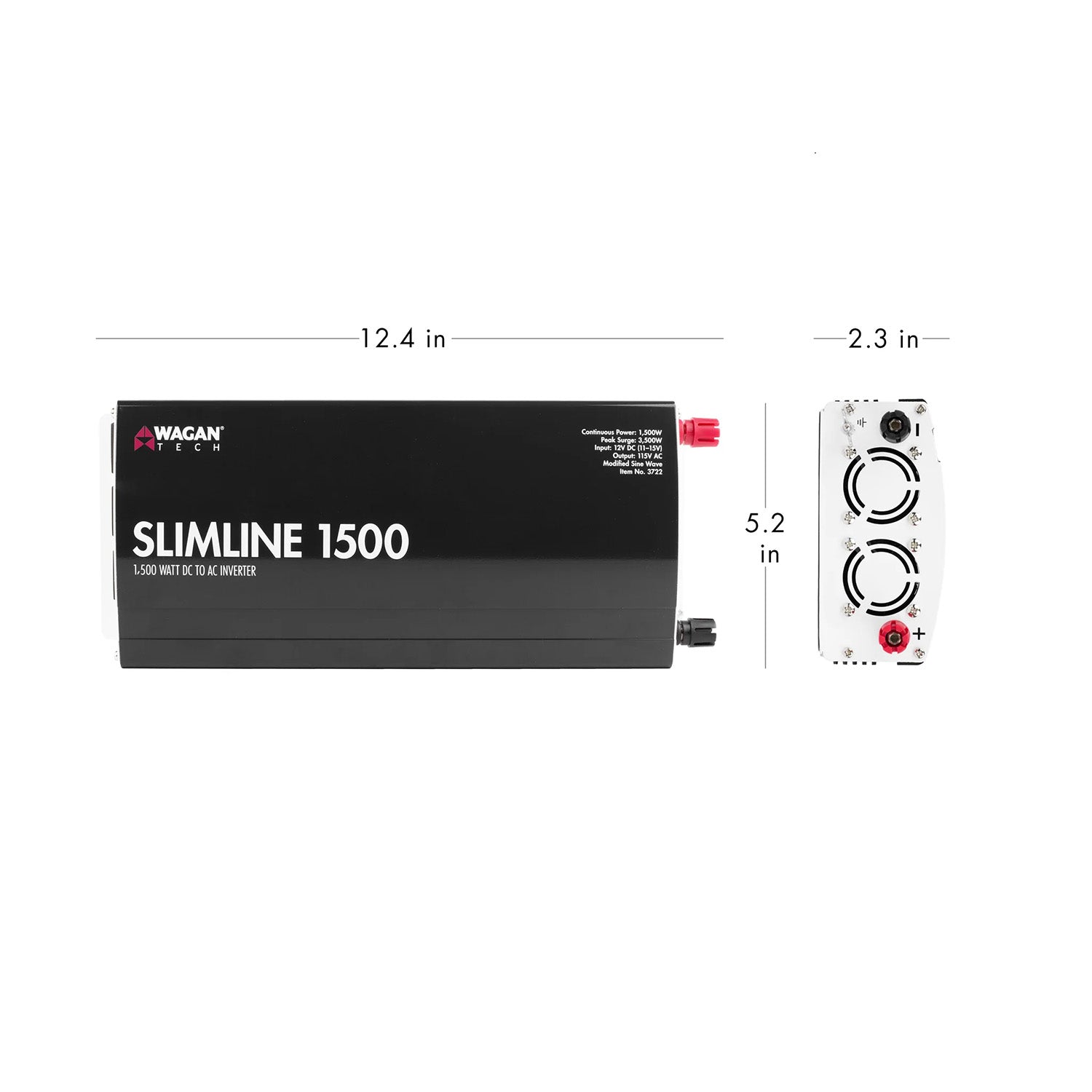 Wagan SlimLine 1500 Watt AC Power Inverter Dimensions
