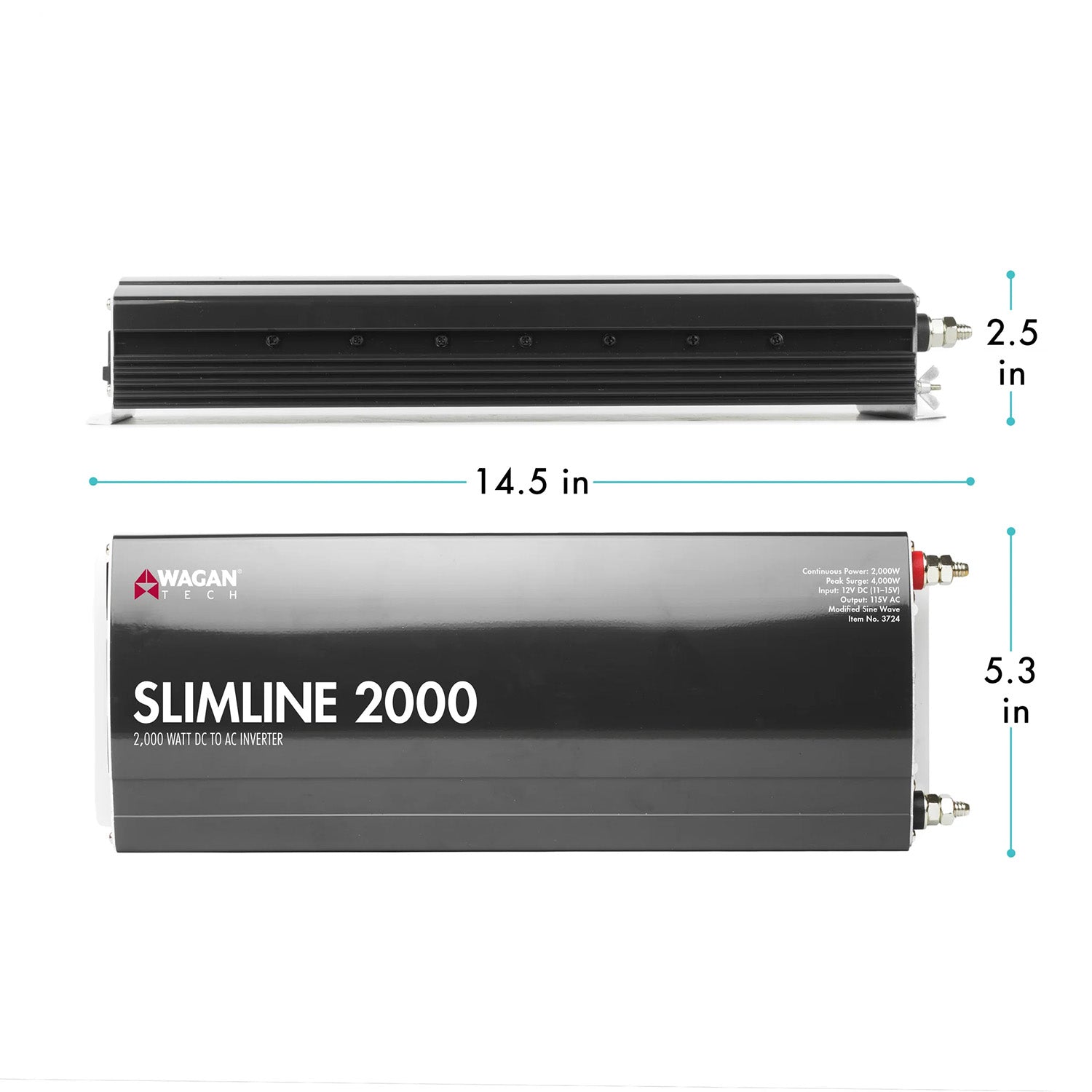 Wagan SlimLine 2000 Watt AC Power Inverter Dimensions