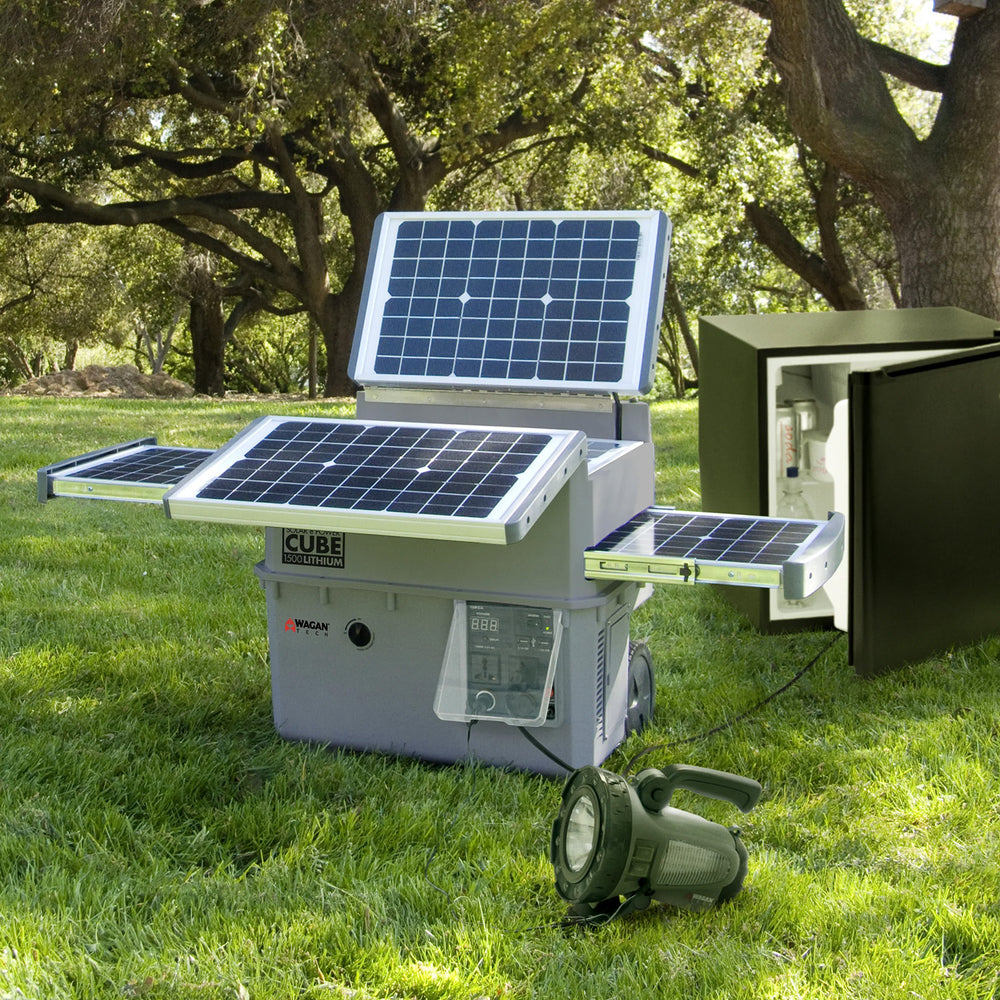 Wagan Solar ePower Cube 1500 Lithium Solar Generator In Backyard